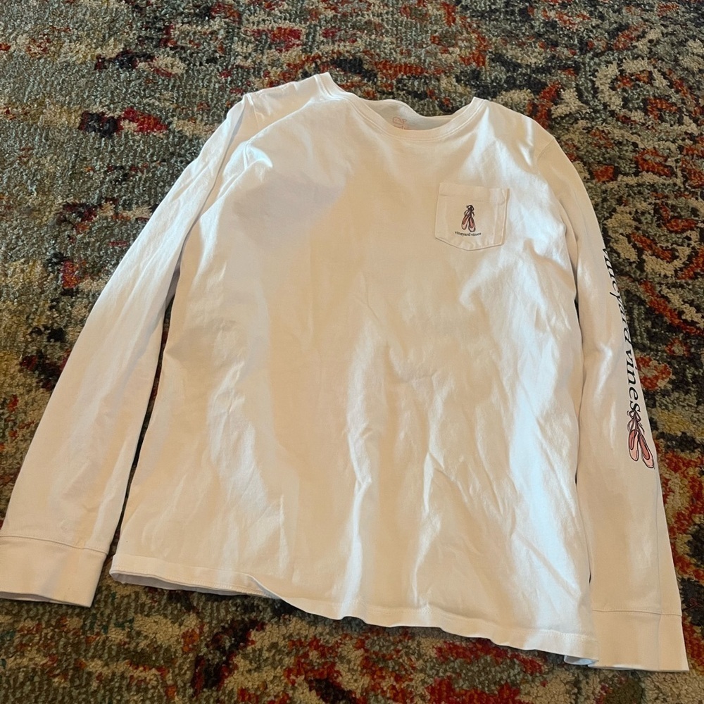 Euc Girls ballerina long sleeve vineyard vines white shirt youth xl perfect cond